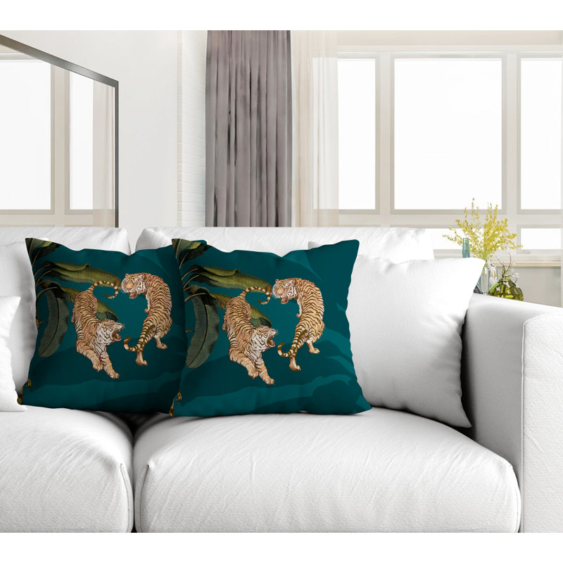 Housse et insert de coussin carré intérieur / extérieur , L 17 po x H 17 po, Émeraude