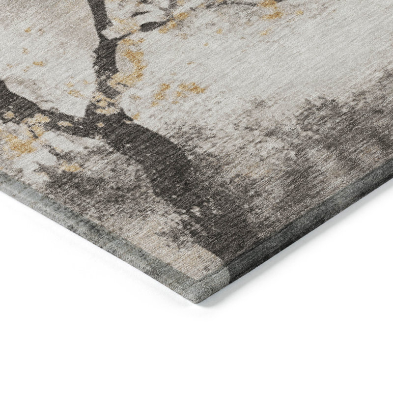 Machine Washable Indoor/Outdoor Xhevrie Putty Rug, Rectangle 10' x 14'