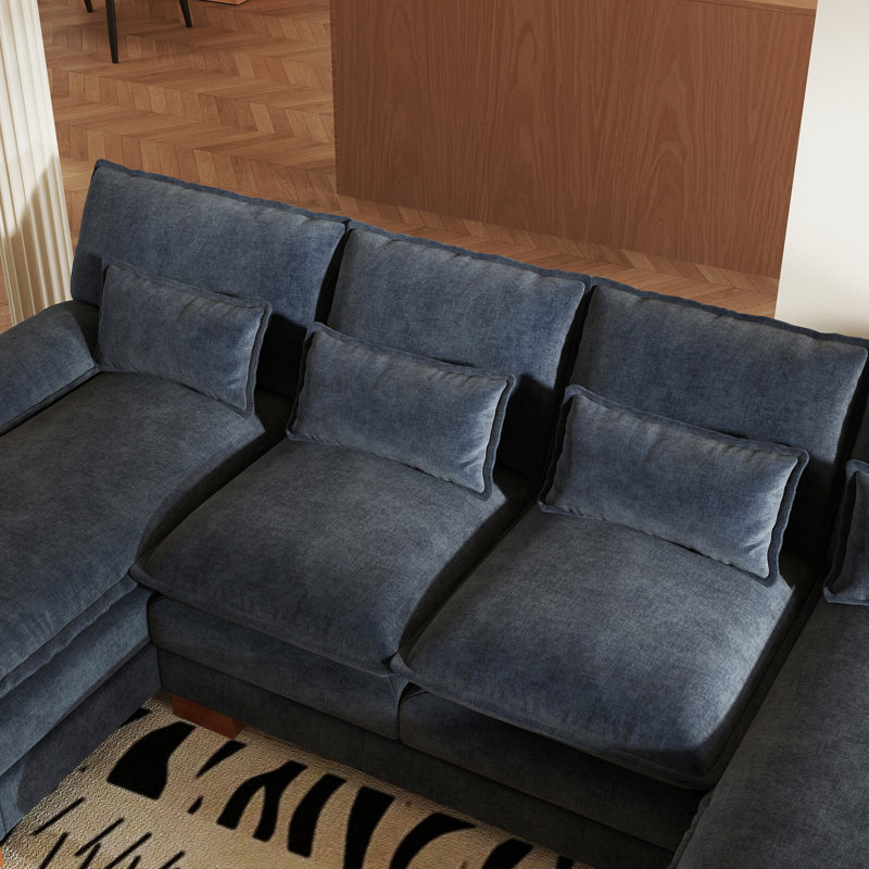 Canapé modulaire en chenille 112 po, Chenille bleu