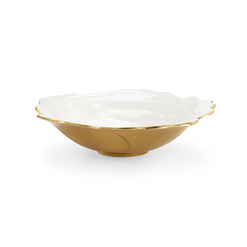 Metal Decorative Bowl, 3.5" H x 14.5" W x 14.5" D, Gold