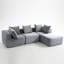 Ensemble de 4 sièges gris en tissu velours côtelé, siège souple, sans assemblage, configuration modulaire pour les espaces de vie confortables, sièges, structure, pièces principales configurables