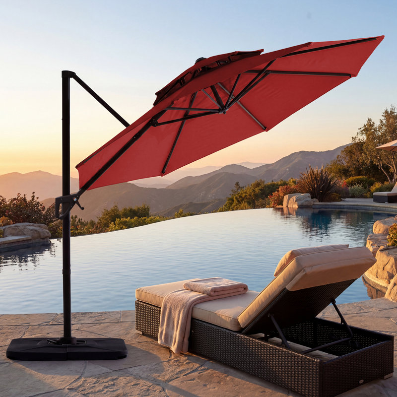 Parasol en porte-à-faux Pulk, Rouge, L 120 po x P 120 po