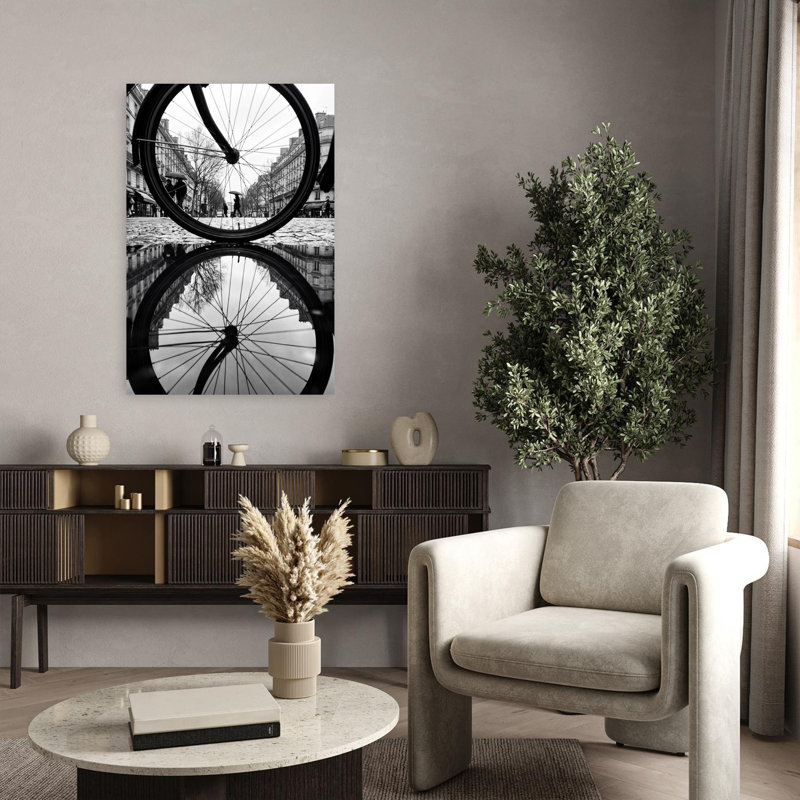 Urban Wheel Reflection Dramatic Abstract Contemporary Architecture City Wall Art Print by Andreas Magnusson - Wrapped Canvas Print