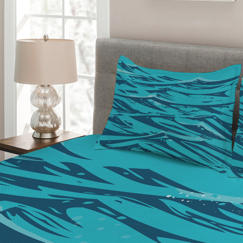 Island Coastal Polyester Coverlet, King Bedspread + 2 Shams