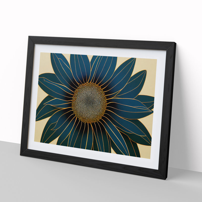 Extravagant Flower - Single Picture Frame Print, Black Framed, 46cm H x 64cm W x 2cm D