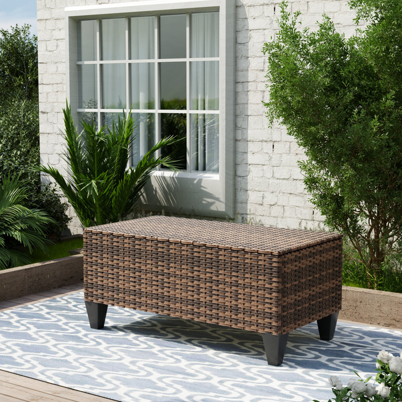 Kisner 40'' W Outdoor Wicker Storage Table
