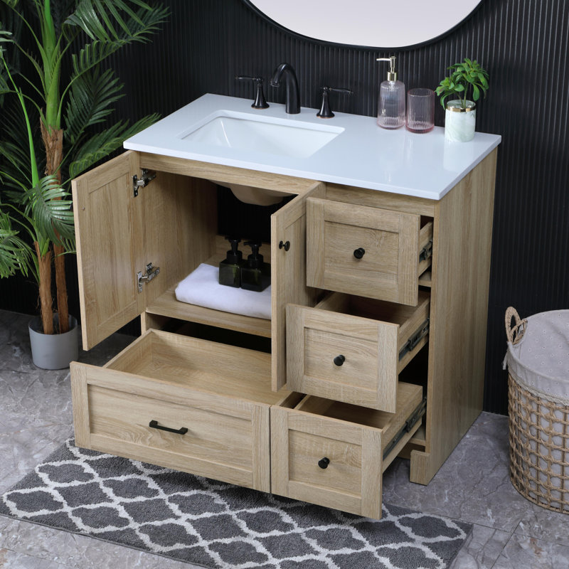 Ensemble de meuble-lavabo simple 36 po Soma, Bois de manguier