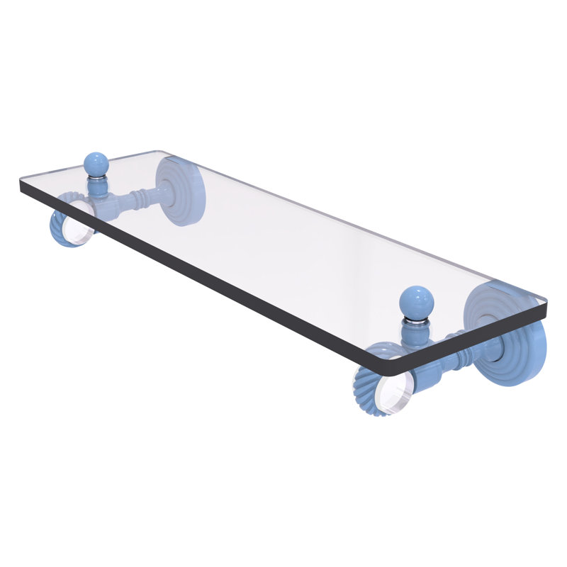 Tablette en verre avec accents torsadés de la collection Pacific Grove, H 3,2 po x l 16 po x P 5,1 po, Bleu troll plat