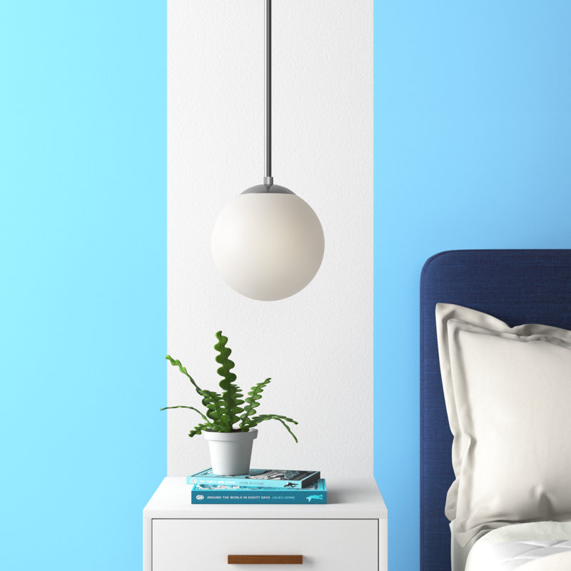 Luminaire suspendu simple à 1 lumière Wilbourn, Nickel brossé, 47.25" H x 8" W x 8" D