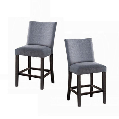 Counter Height Chairs Set Of 2, Fabric Upholstered Wooden Footrest Contemporary Dining Furniture Padded Seat Back