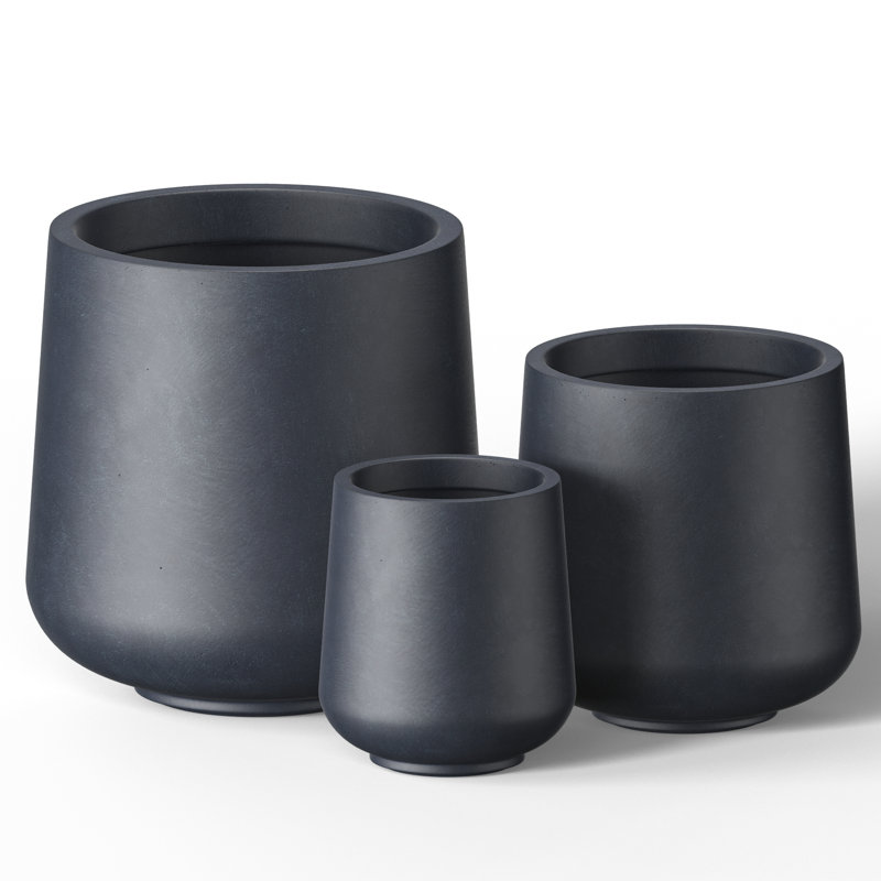 Brennus 3-Piece Cement Pot Planter Set, Granite Gray