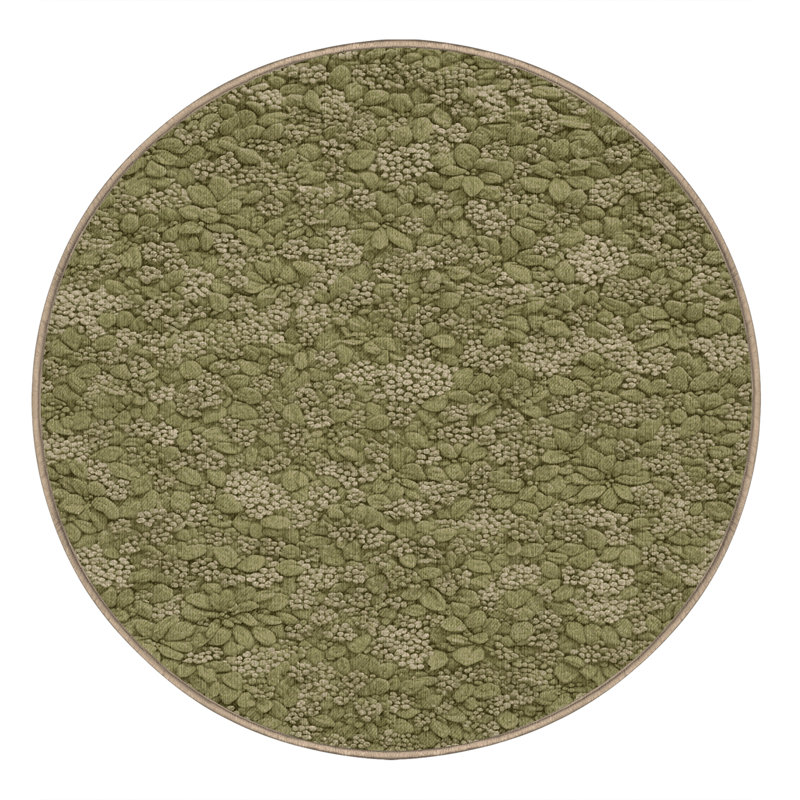 Tapis botanique brun lavable à la machine, Rond 7 pi