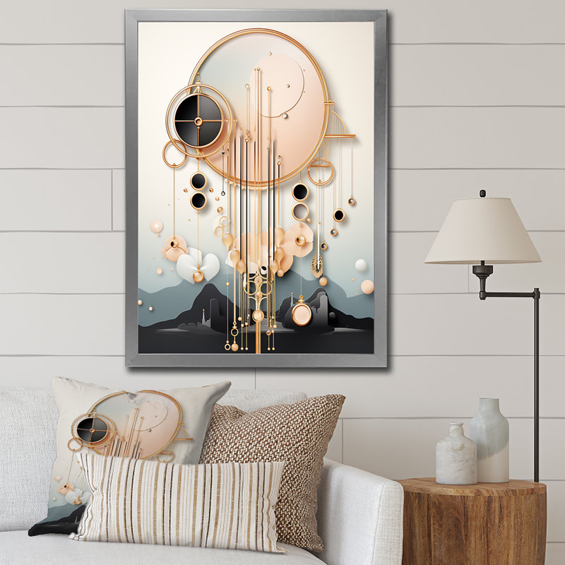 Boho Dreams Mountain Landscape, rétro-impression sur toile, H 32 po x l 24 po x P 1 po, Cadre simple argenté