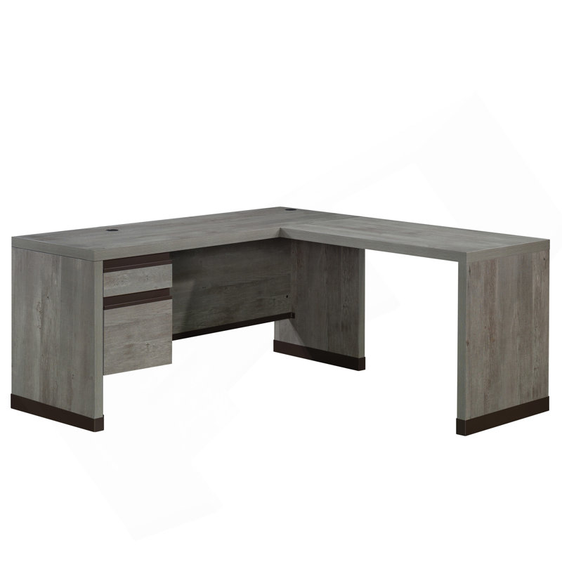 L-Shaped Desk, Brown Finish