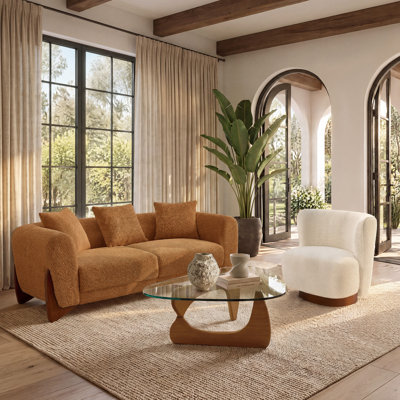 Modern 2-Piece Living Room Set, Upholstered Sofa Couch and Swivel Accent Chair