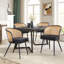 Chaises de salle à manger rembourrées en tissu de polyuréthane 19,3 po H avec dossier canne et structure en métal noir-344166916-364064136