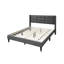 Elegant Modern 1Pc Bed Upholstered Box Design Headboard Bedframe Brushed Linen-1687955814