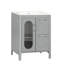 Meuble-lavabo moderne de 24 po en bois massif gris avec lavabo à deux tiroirs, tablette de rangement réglable et base 24 po