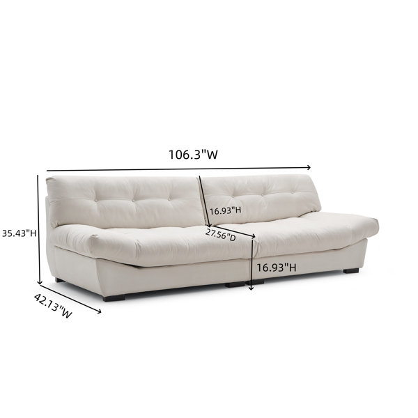 Edgewater Revenue Beige 96 Sofa W/ 3 Cushions, Living Room - Sofas