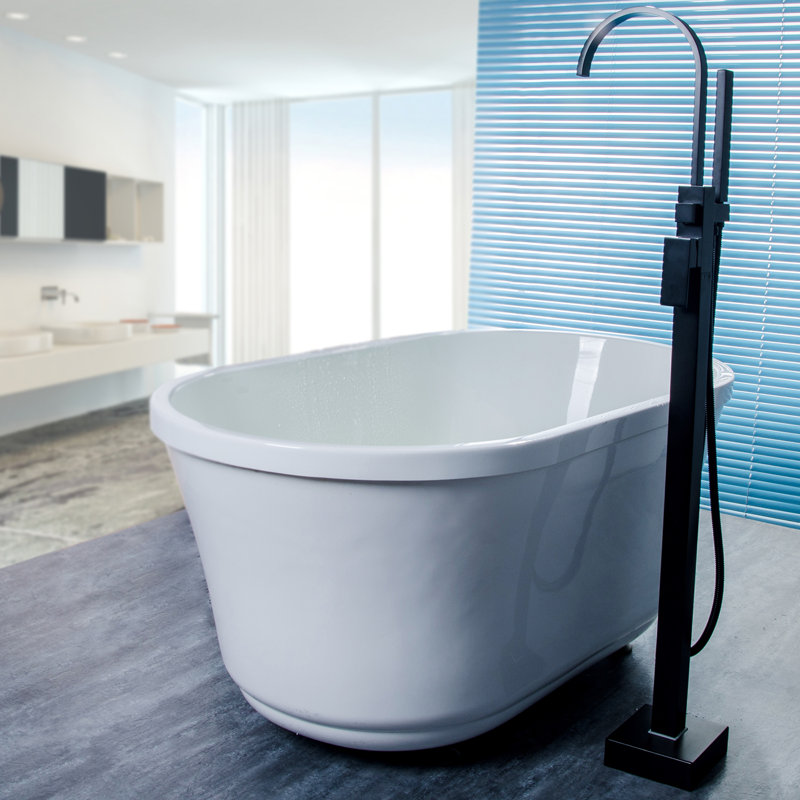 Robinet de baignoire à pattes sur pied à poignée simple avec douche à main