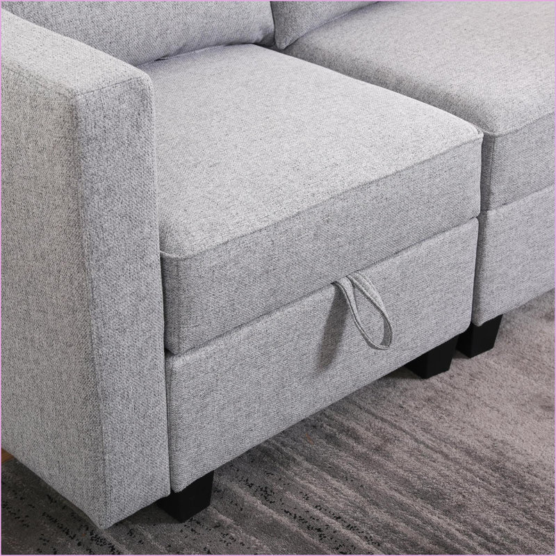 Canapé modulaire, canapé convertible en U modulaire à 4 places avec sièges de rangement | Gris clair | Standard, Gris clair