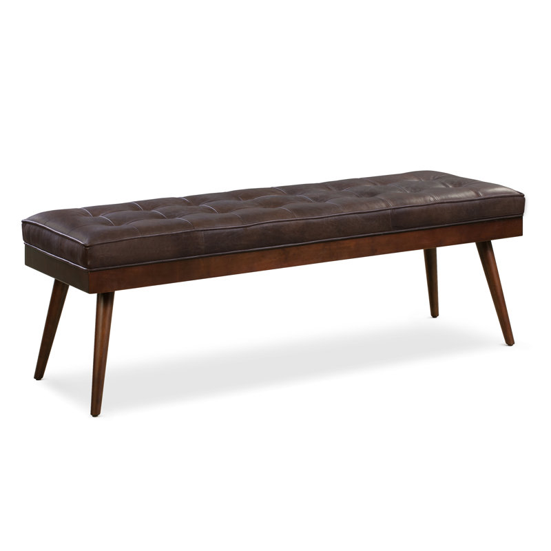 Luca Full-Grain Italian Genuine Leather Bench, Madagascar Cocoa