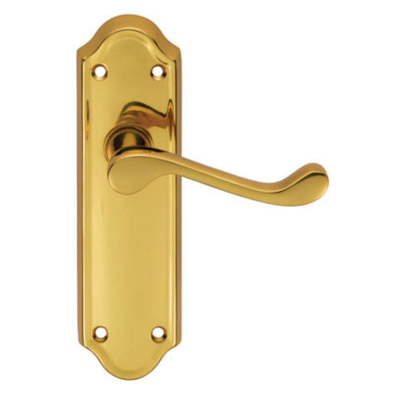 Wichita Latch Right Hand Door Handle, Polished Brass