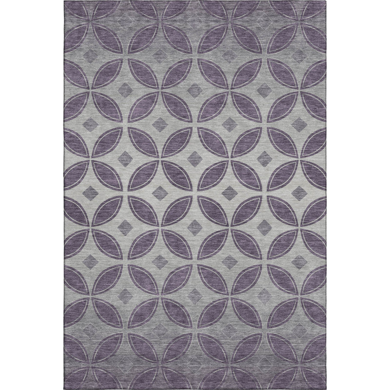 Premium Machine Washable Mayfield AMF2423 Geometric Rug, 8' x 10', Plum
