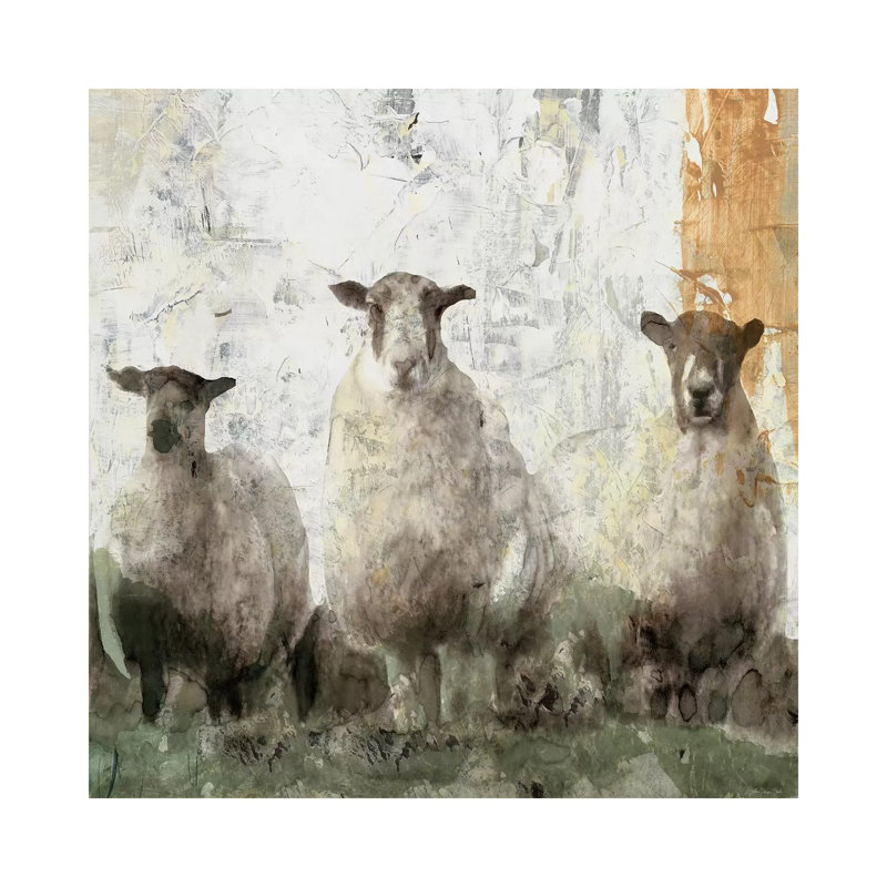 Three Sheep - Painting on Canvas, 66.04cm H x 66.04cm W x 1.91cm D, Wrapped Canvas