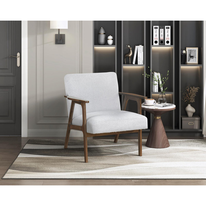 Charmant fauteuil d'appoint rembourré en tissu pour des espaces de vie élégants, Gris, Brun foncé