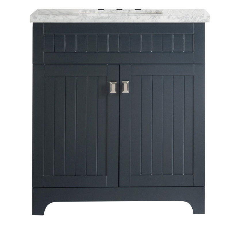 Seacliff 31'' Single Bathroom Vanity with Carrara Marble Top, Dark Gray