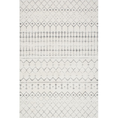 Tapis marocain à motif géométrique gris / blanc cassé Giannini