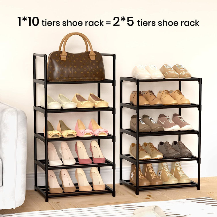 20 Pair Stackable Shoe Rack Rebrilliant Finish: Black