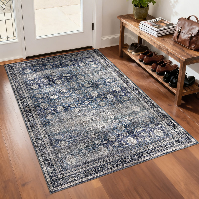 Rectangle Oriental Area Rug, Blue, 80*150cm
