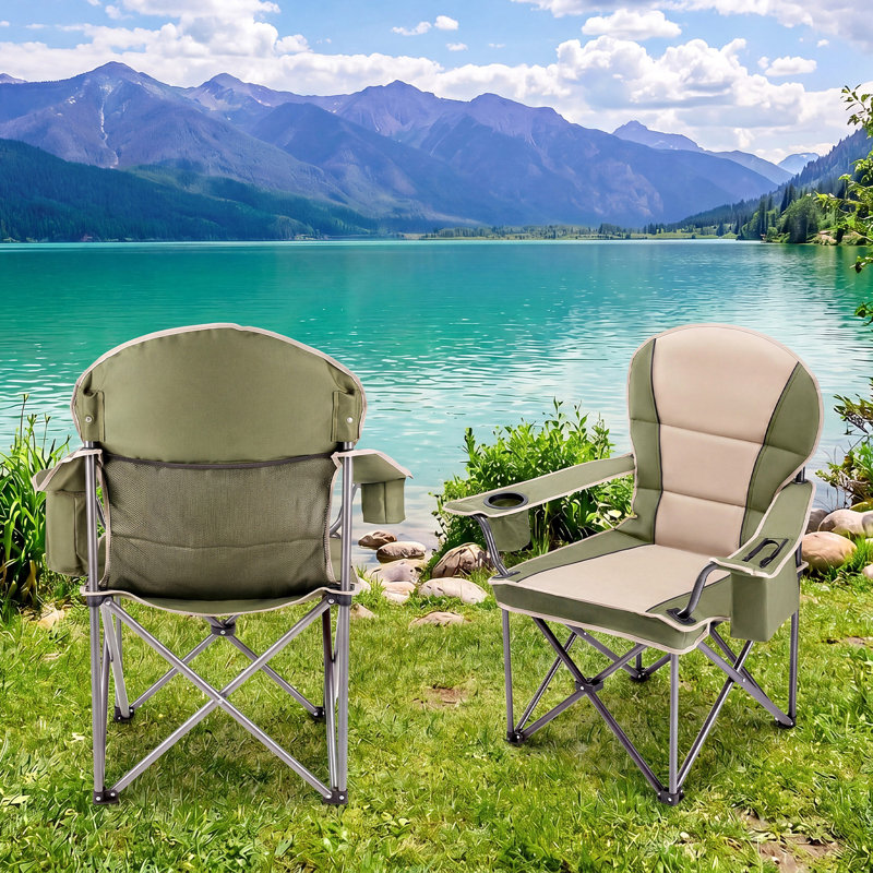 Oversized Portable Outdoor Folding Camping Chair, Heavy Duty Lawn and Beach Chair with Cup Holder and Storage Bag