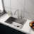 24In Silver Brushed Sink With Strong Stainless Steel Faucet And Drain Head For Laundry Use - 1.5Gpm