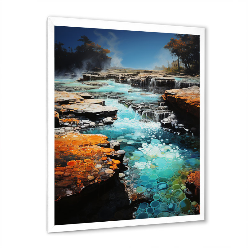 Geyser Sutherby éclatant d'azur Patchwork II, H 32 po x l 24 po x P 1 po, Cadre photo blanc