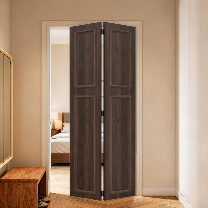 38 series 20in.X79 in. 3/4 inch thickness 2-Panel Walnut Color Finished MDF Bi-fold door with closet hardware