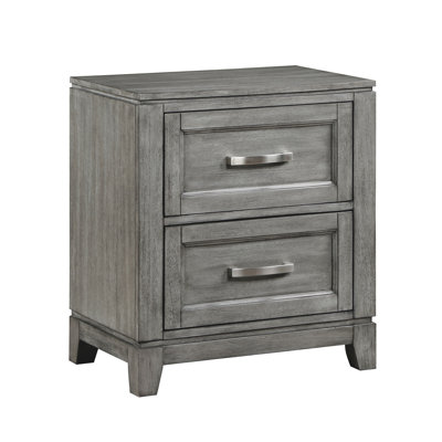 2 Drawer Gray Bedroom Nightstand - Rustic Style Wooden Charm Finish With Drawers For Touch Feeling Character