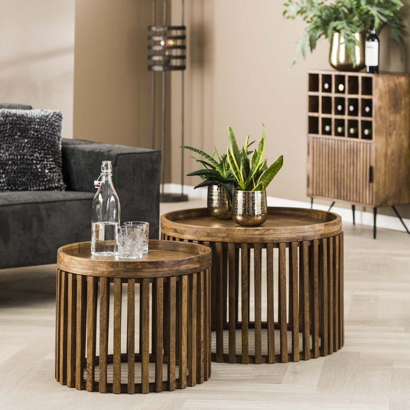 Kimmel Solid Wood Drum Coffee Table