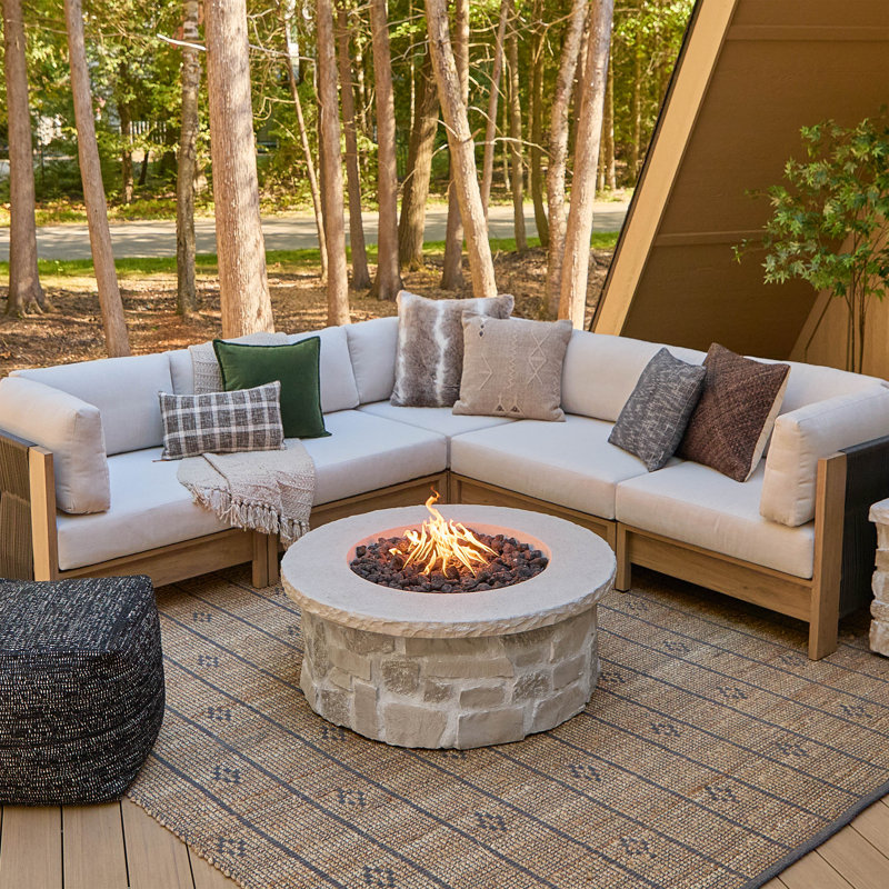 Scottsdale 40" Round Stone Propane Fire Pit Table By Real Flame