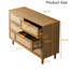 Commode 6 tiroirs en rotin avec rangement au fini chêne