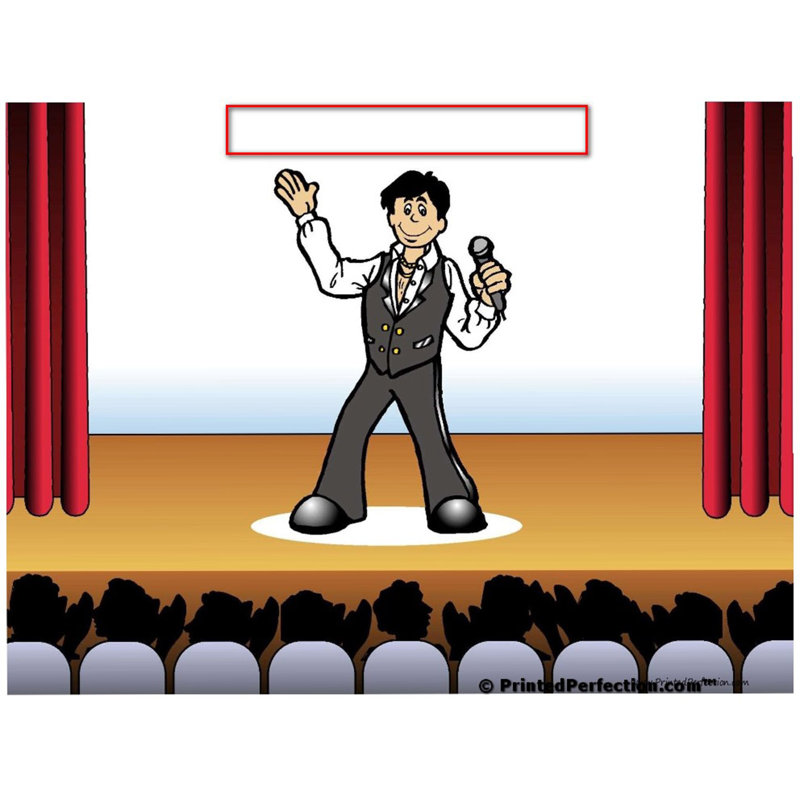 Personalized Name That Toon Singer - Male Rhinestone Bordered Key Chain, Yes