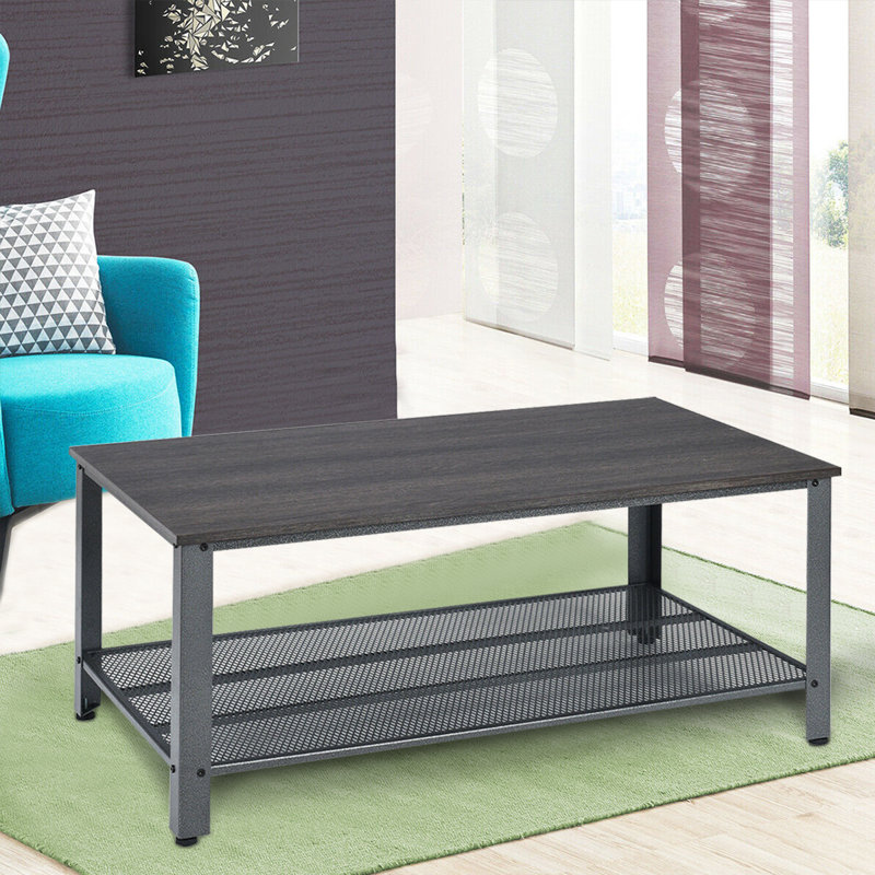 Table basse avec rangement Teddrick, Gris foncé, Gris