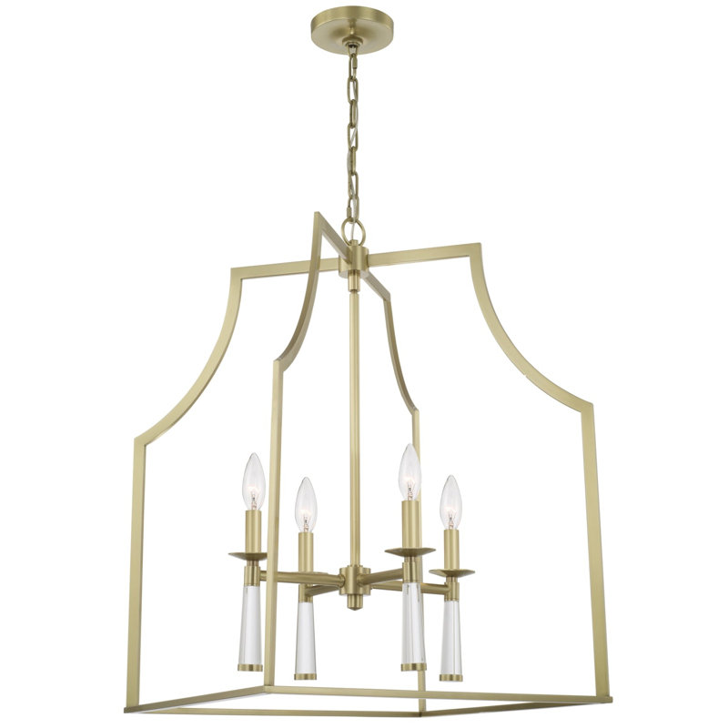 Baxter 4-Light Shaded Chandelier, Aged Brass