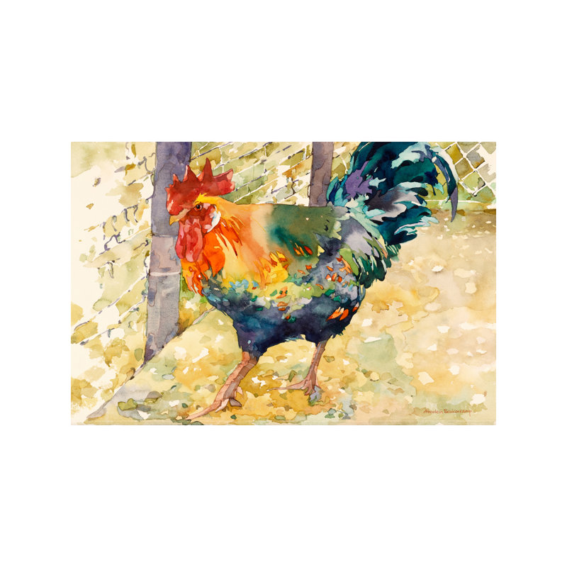 Colourful Rooster 1 Piece Painting on Canvas, 20.32 cm H x 30.48 cm W, No Frame