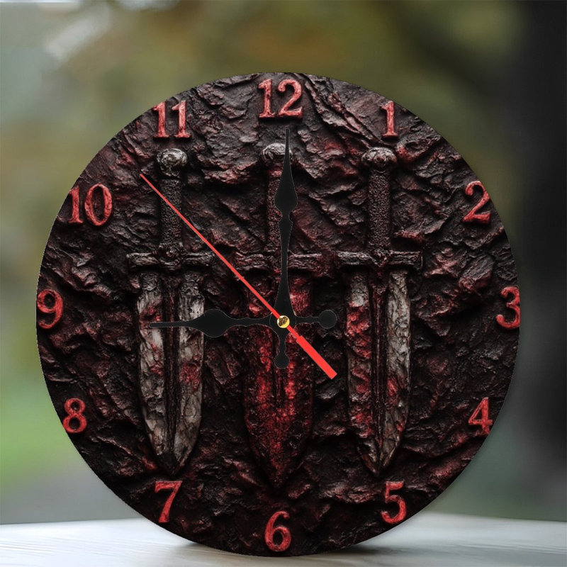 Horloge noire avec des épées