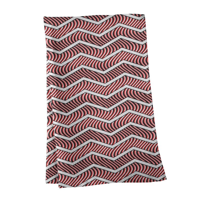 Stephenie Tea Towel Kitchen Towel, White/Pink/Brown, Cotton Twill