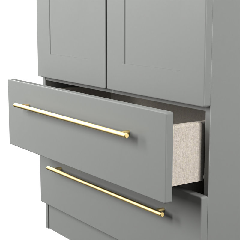 Fully Assembled Dudelange Haworth 2 Door Wardrobe, Grey Matt Veneer