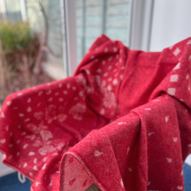 Red Hearts Recycled Merino Wool Throw